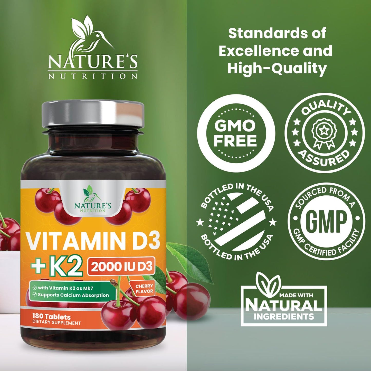 Etiqueta suplemento vitamina D3 K2 masticable sabor cereza