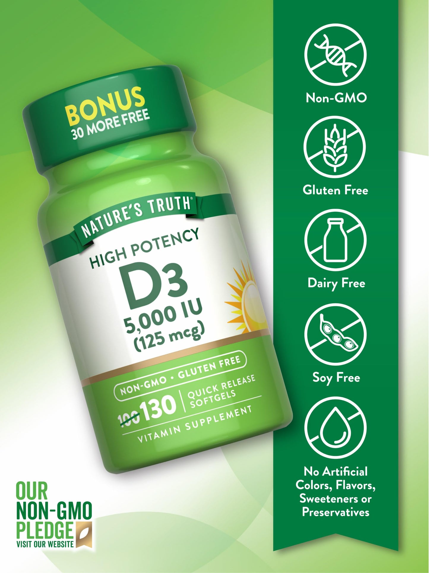Etiqueta del suplemento vitamina D3 5000 UI Nature's Truth