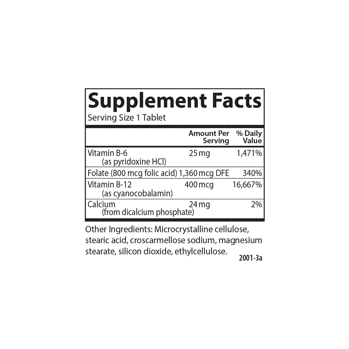 Etiqueta suplementos Carlson Tri-B para energía