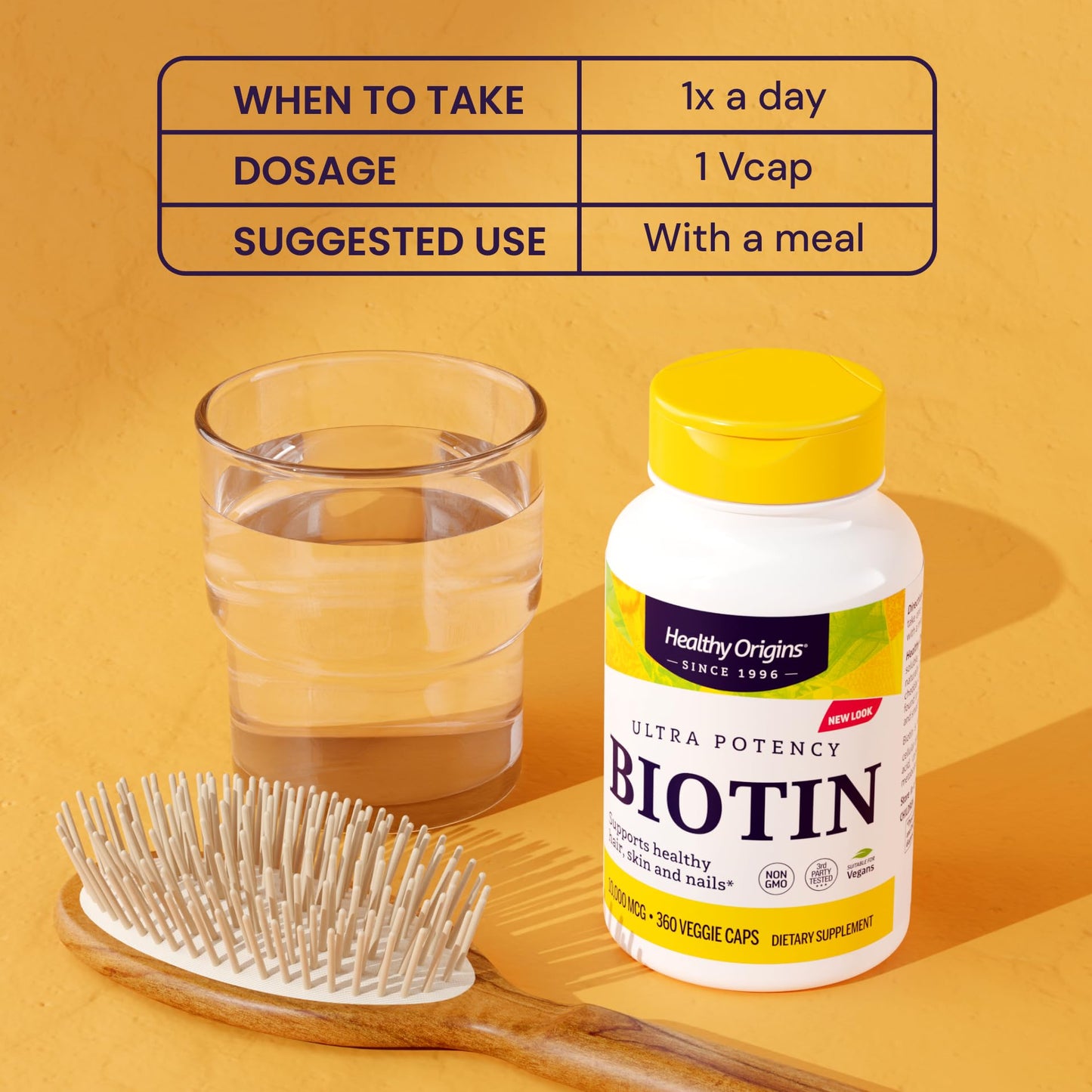 Etiqueta suplemento Healthy Origins Biotina 10000 mcg