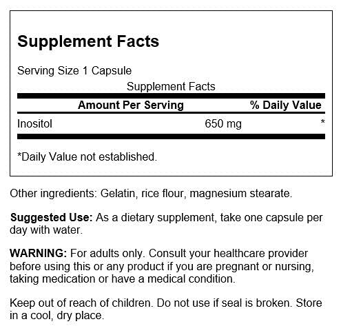 Etiqueta Swanson Inositol 650 mg detalle información