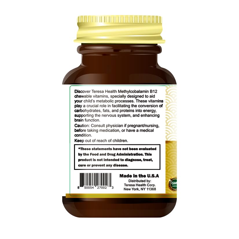 Etiquetado de suplemento vitamina B12 Teresa Health