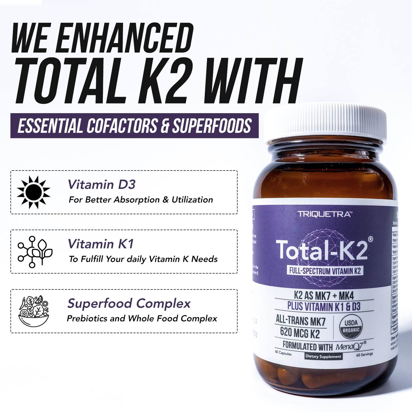 Etiqueta Total K2 vitamina K2 orgánica vegana