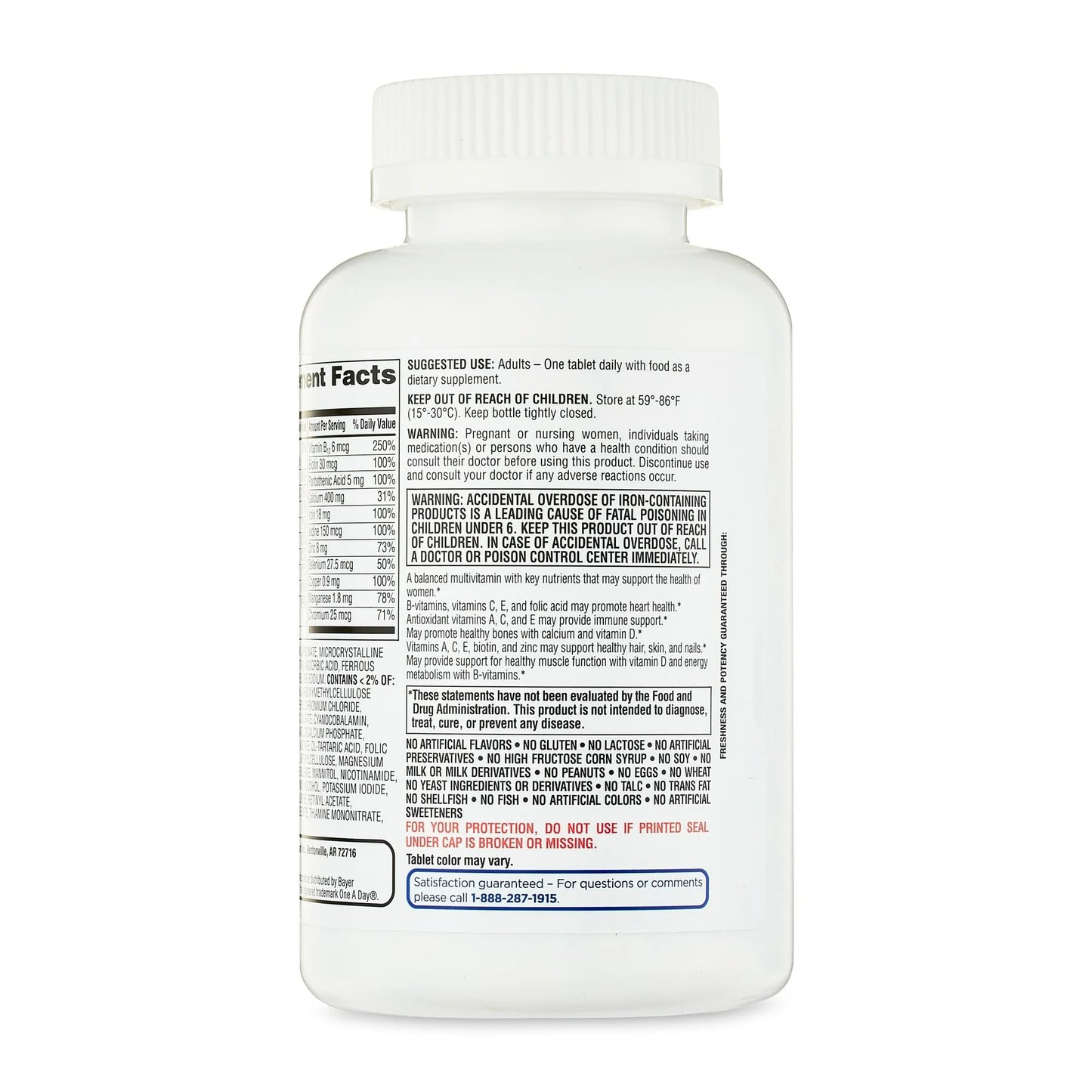 etiqueta trasera multivitaminico diario mujeres equate