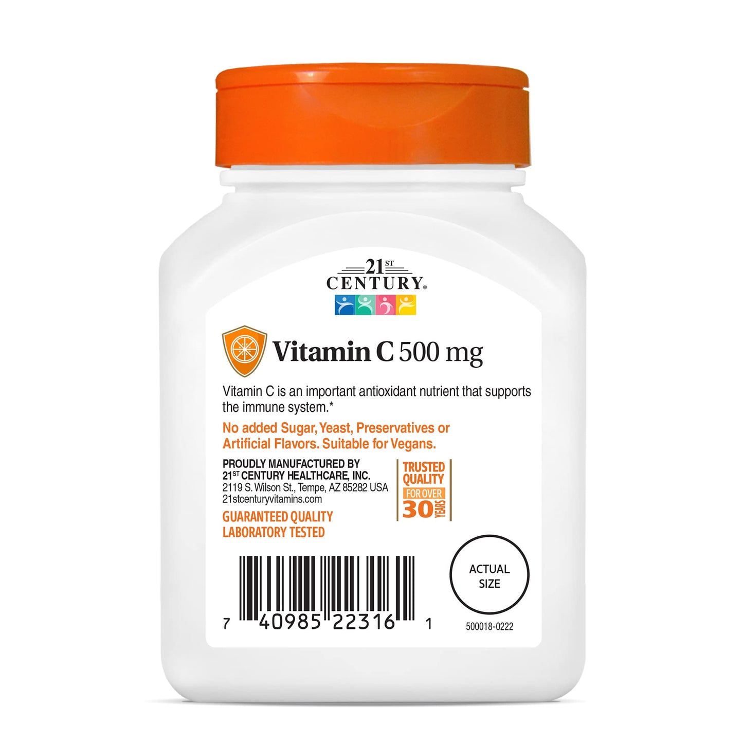 Etiqueta trasera suplemento vitamina c 21st century