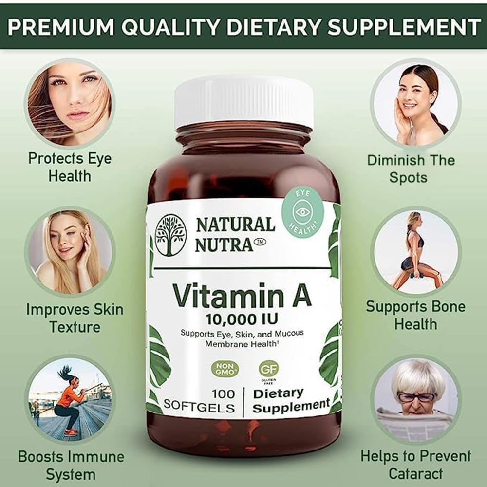 diseño de etiqueta de vitamina A 10,000 UI de Natural Nutra