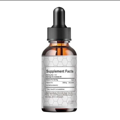 Etiqueta vitamina B12 gotas V&T Herbastrongilia 2 fl oz