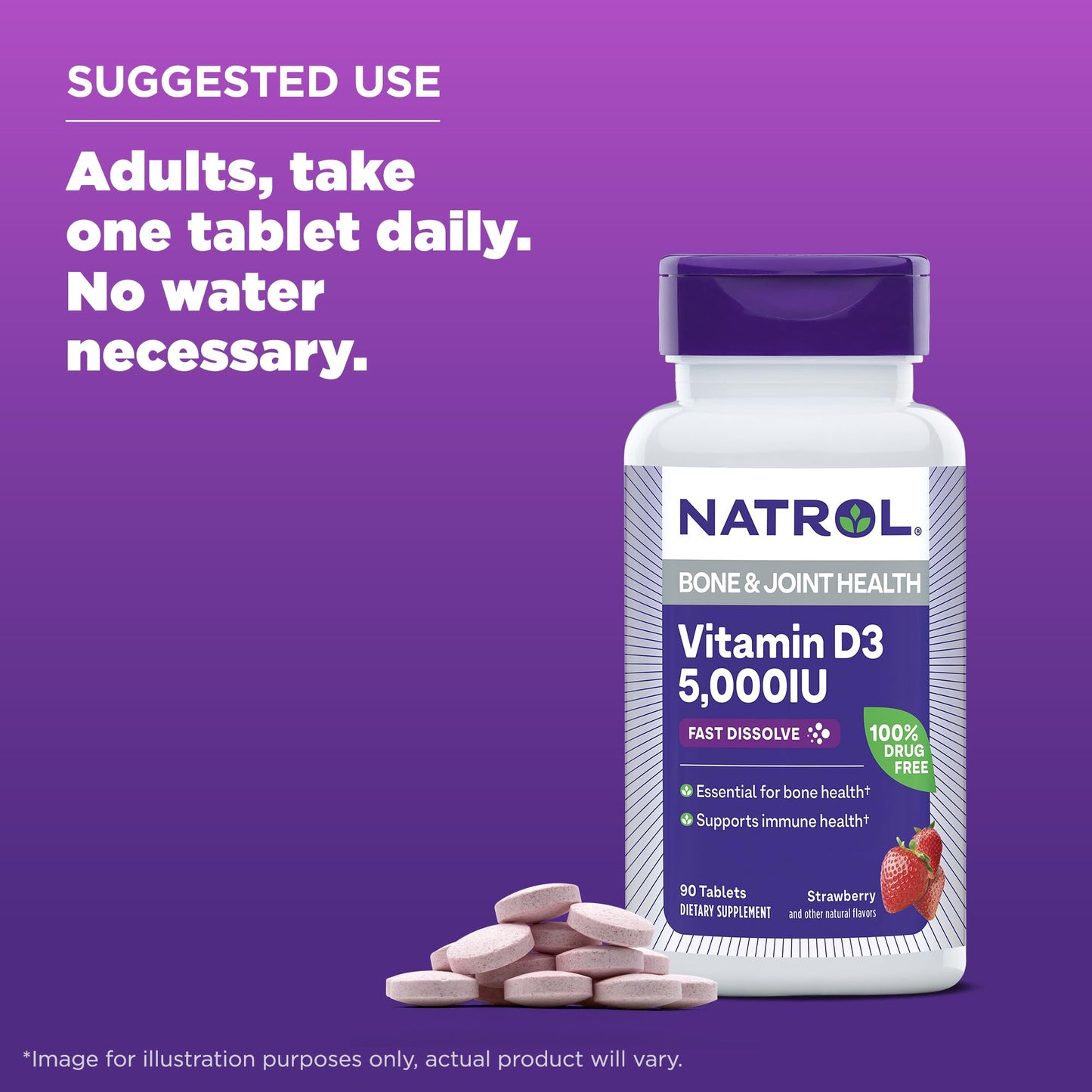 Etiqueta vitamina d3 Natrol tabletas rápida disolución