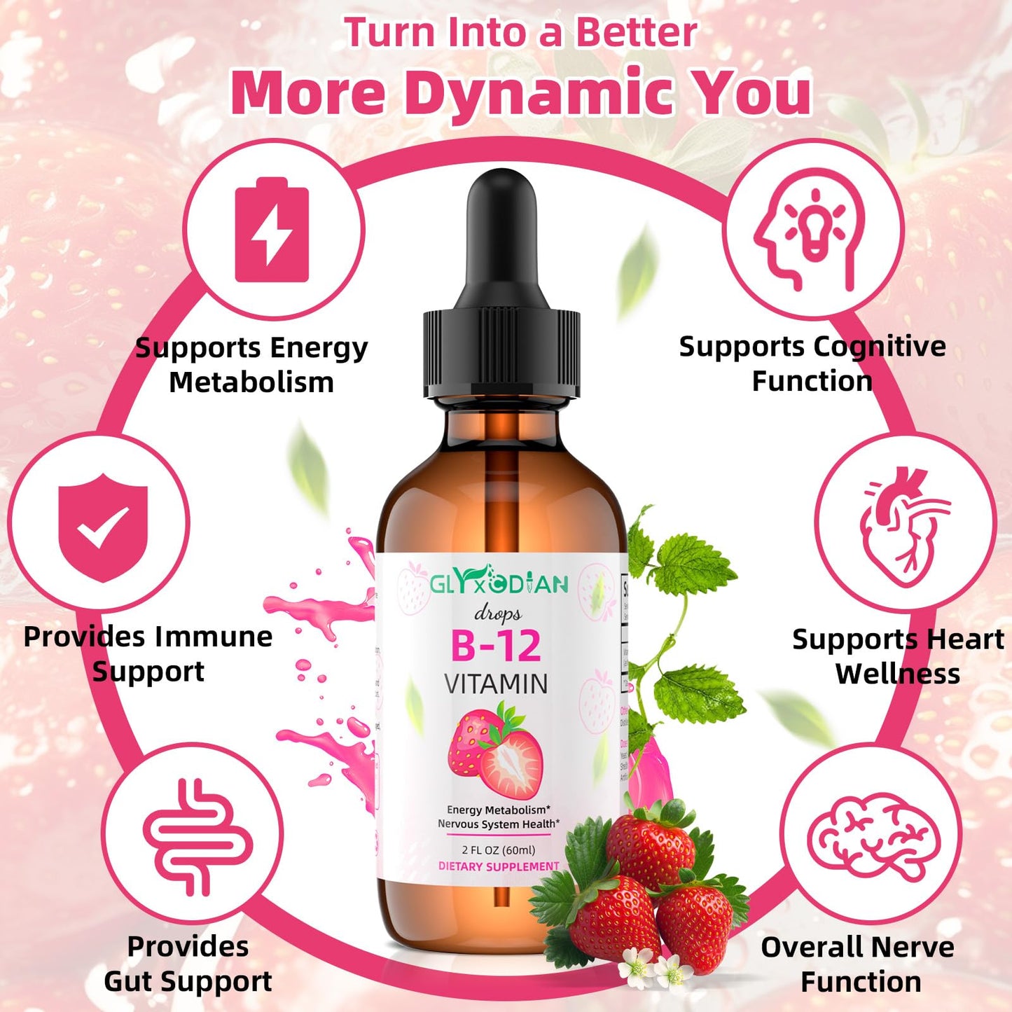 Etiqueta vitaminas B12 líquidas 5000mcg Glyxcodian