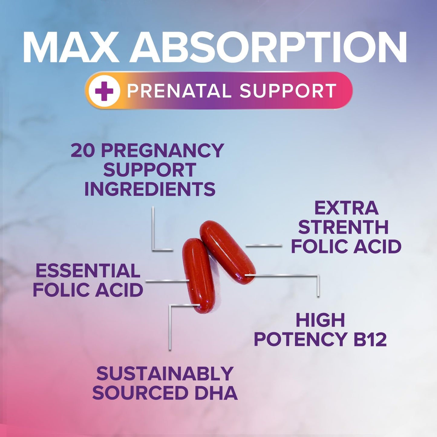Etiqueta vitaminas prenatales Nature's Nutrition con omega 3