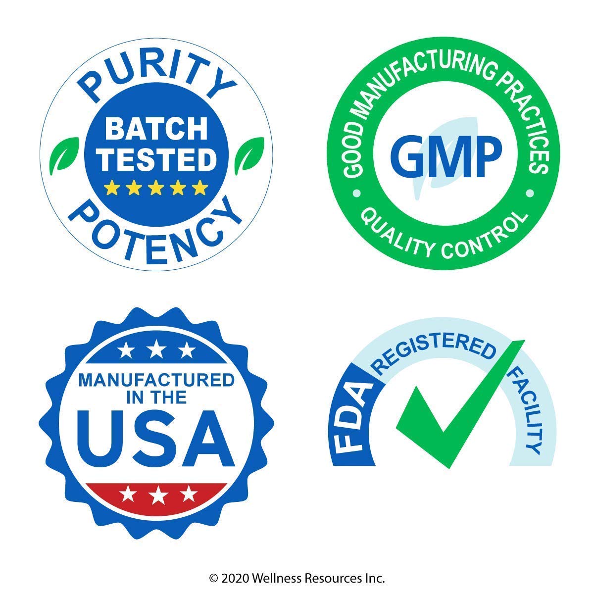 Etiquetas de calidad y certificación de Wellness Resources USA
