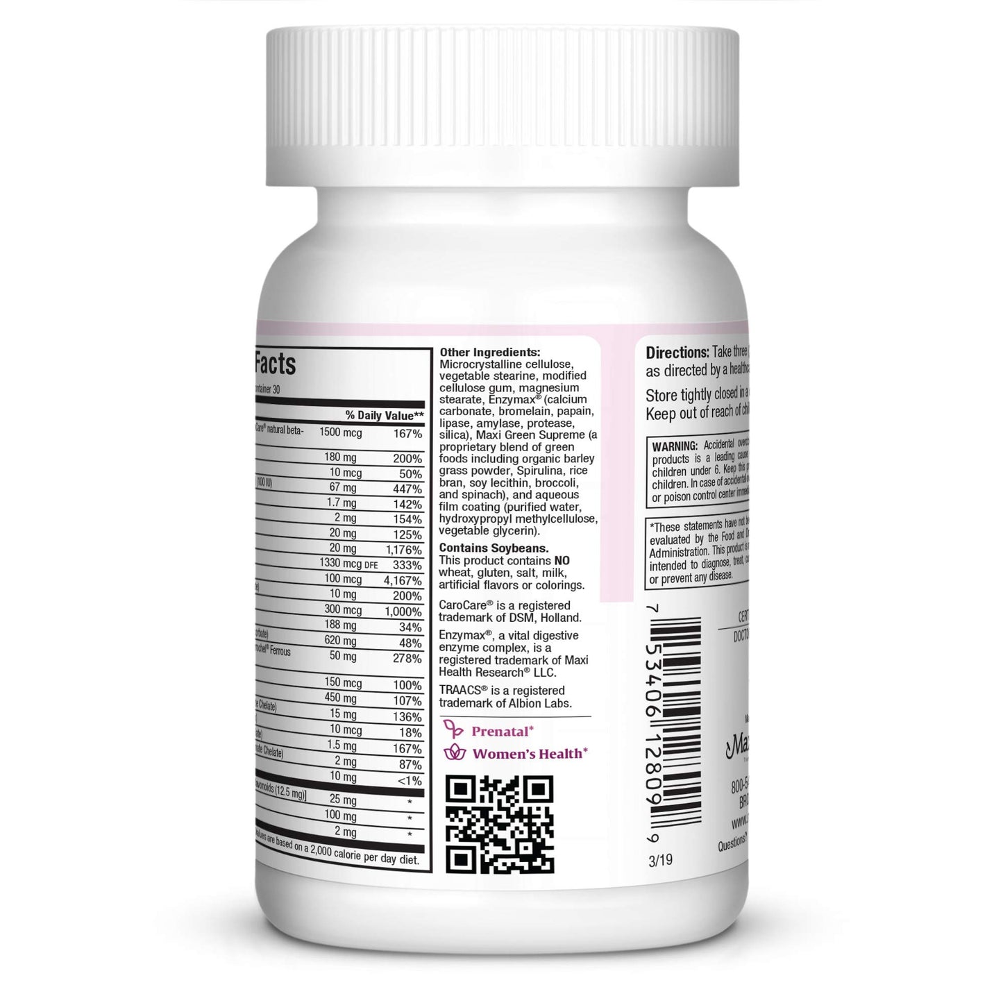 Etiquetas laterales frasco Maxi Prenatal 90 tabletas