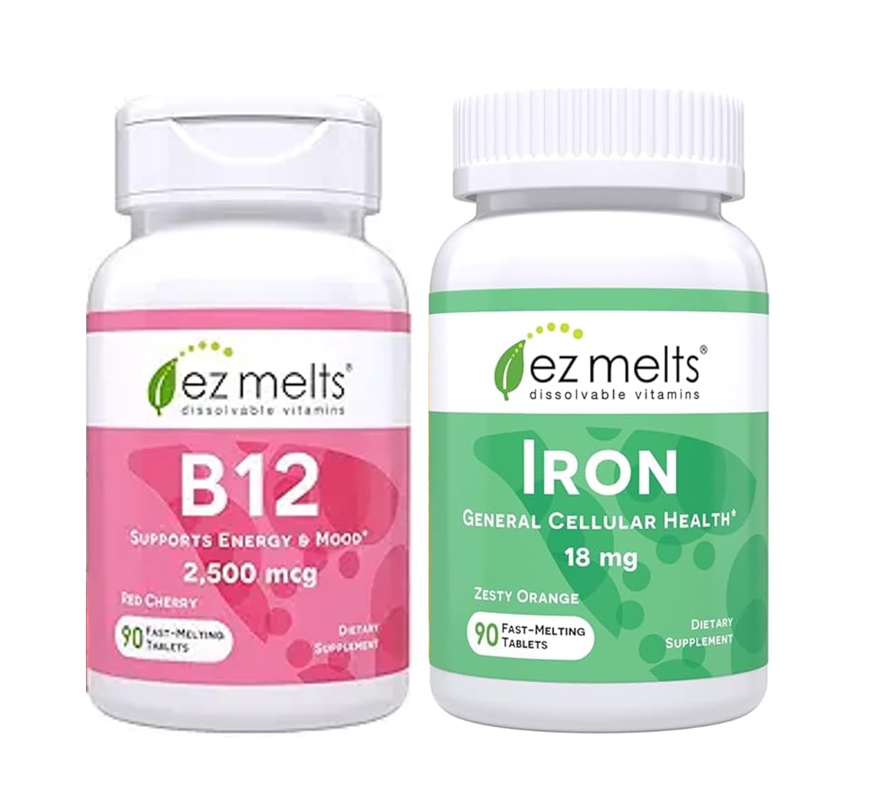 EZ Melts suplemento vitamina B12 sublingual y hierro sin azúcar