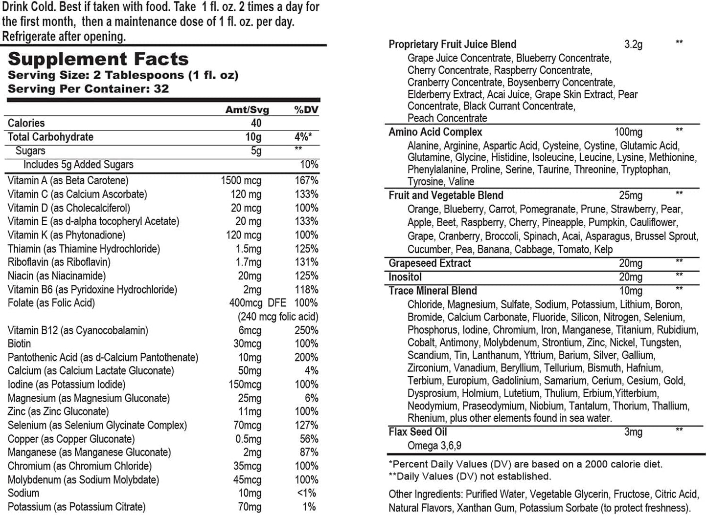 Ficha del suplemento Wellgenix con ingredientes y minerales