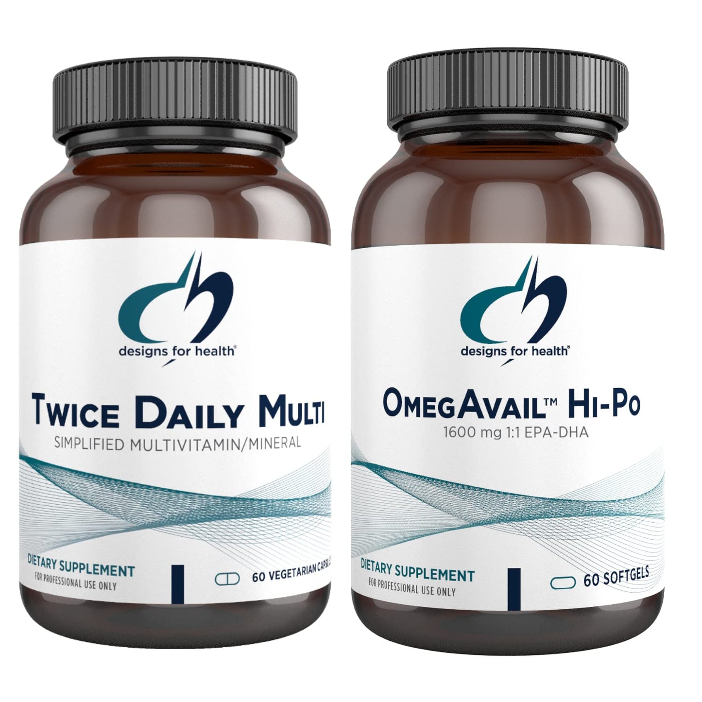 Fish oil y multivitaminas Designs for Health frasco principal