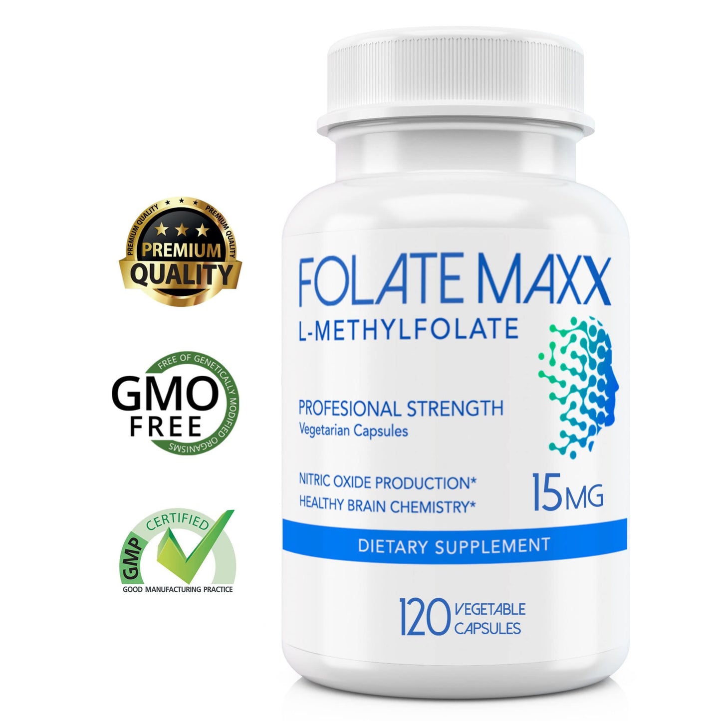 FolateMaxx cápsulas fáciles de tragar L-metilfolato 15mg