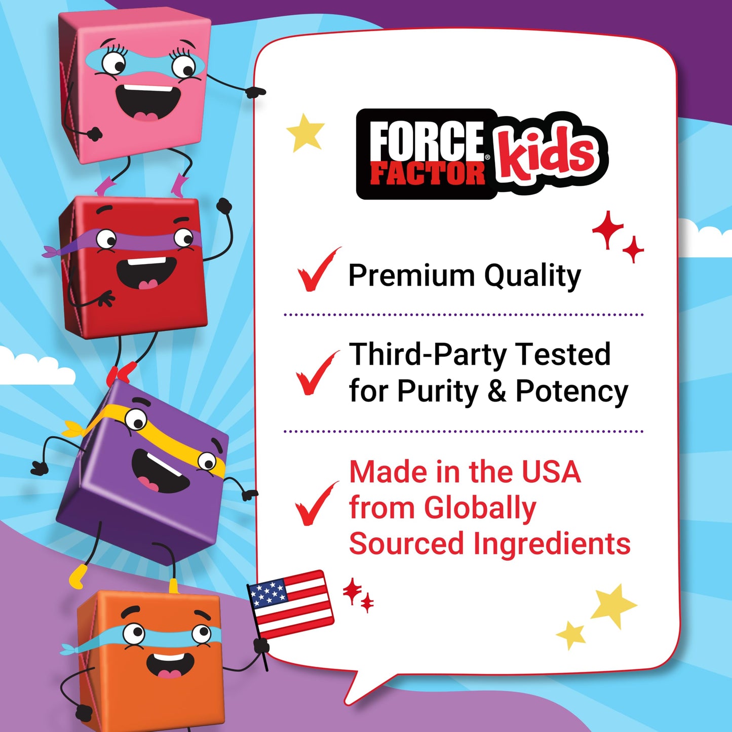Force Factor Kids multivitaminas envase completa