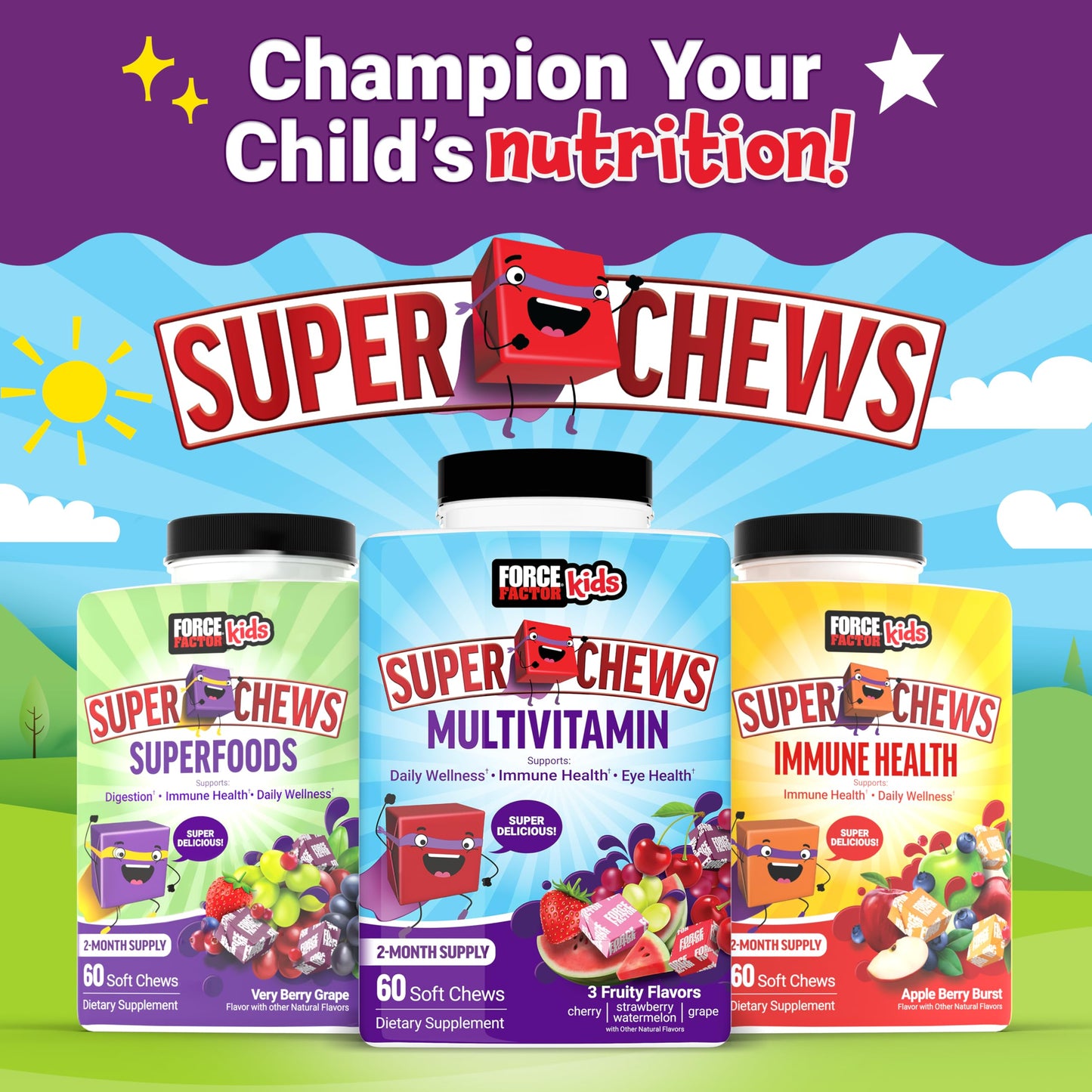 Force Factor multivitaminas niños sabor mixto