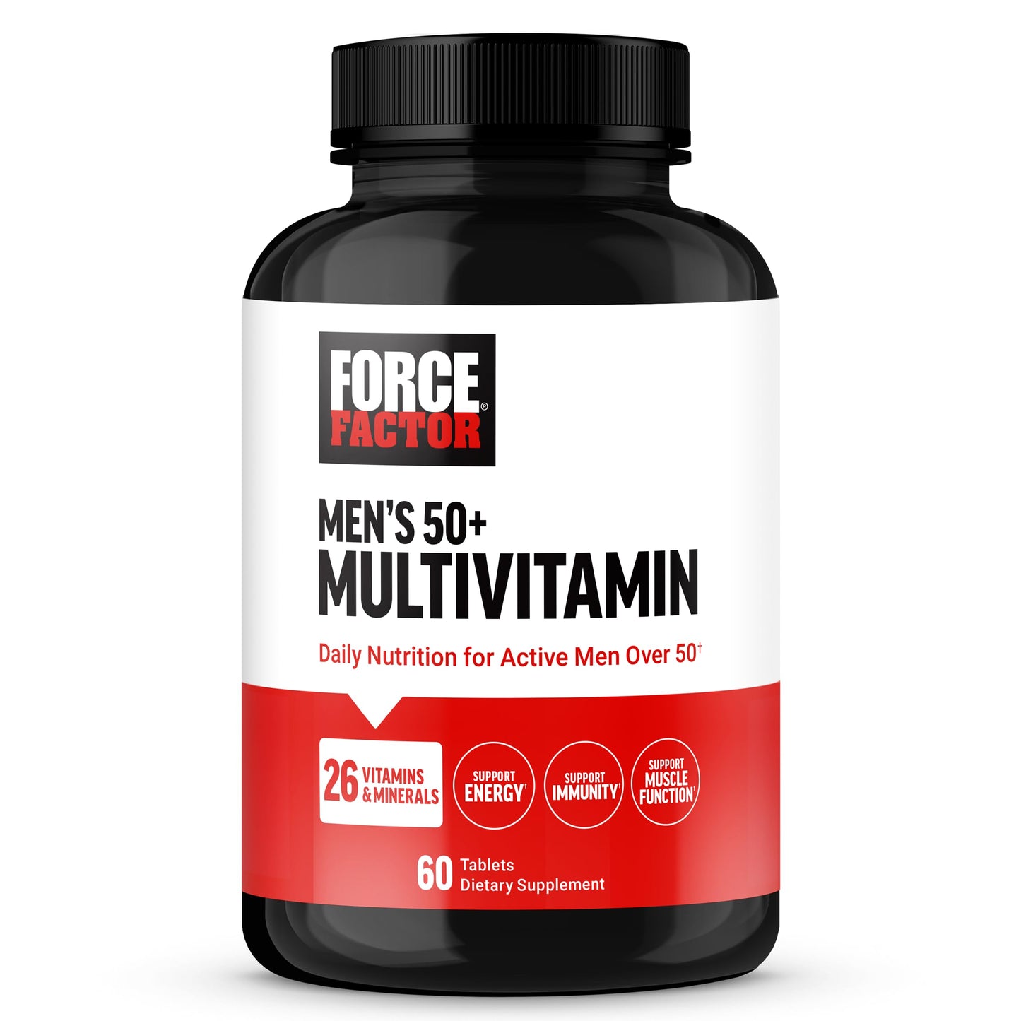 Botella de multivitamínico Force Factor para hombres mayores de 50.