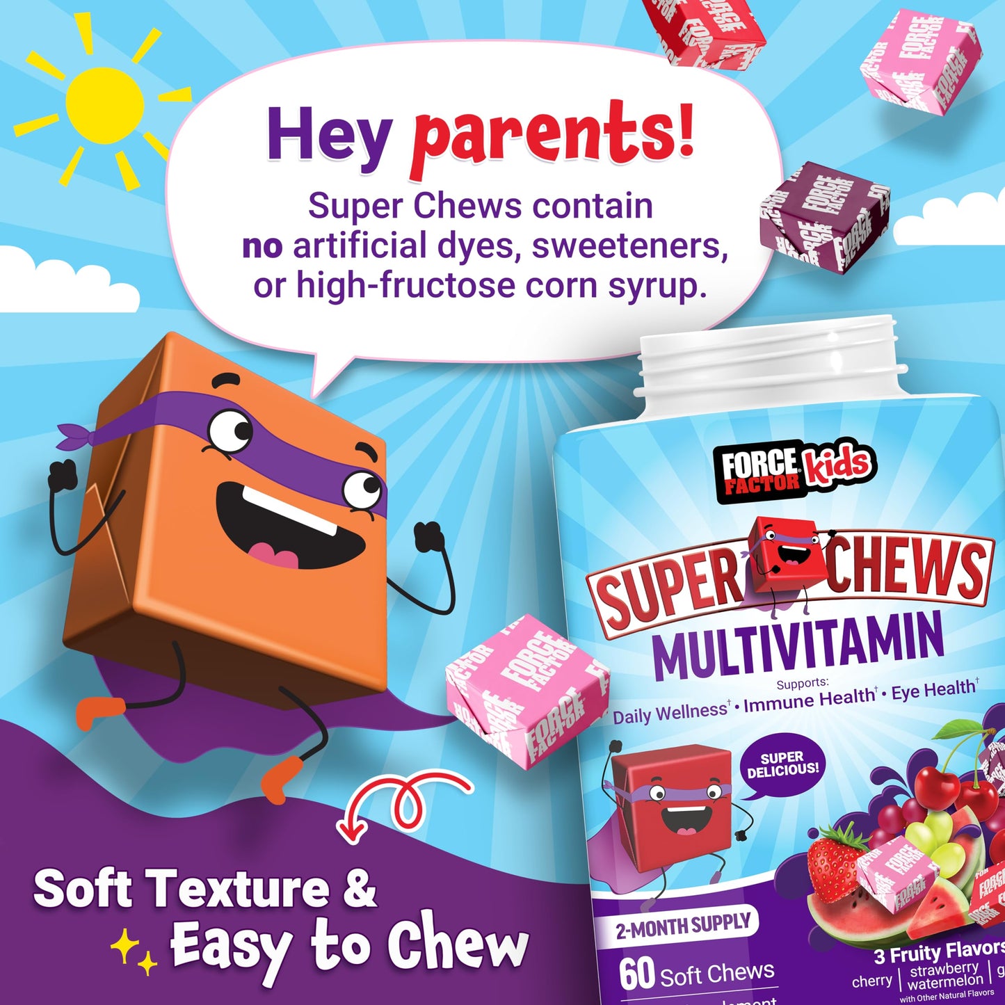 Force Factor vitaminas para niños vista lateral envase