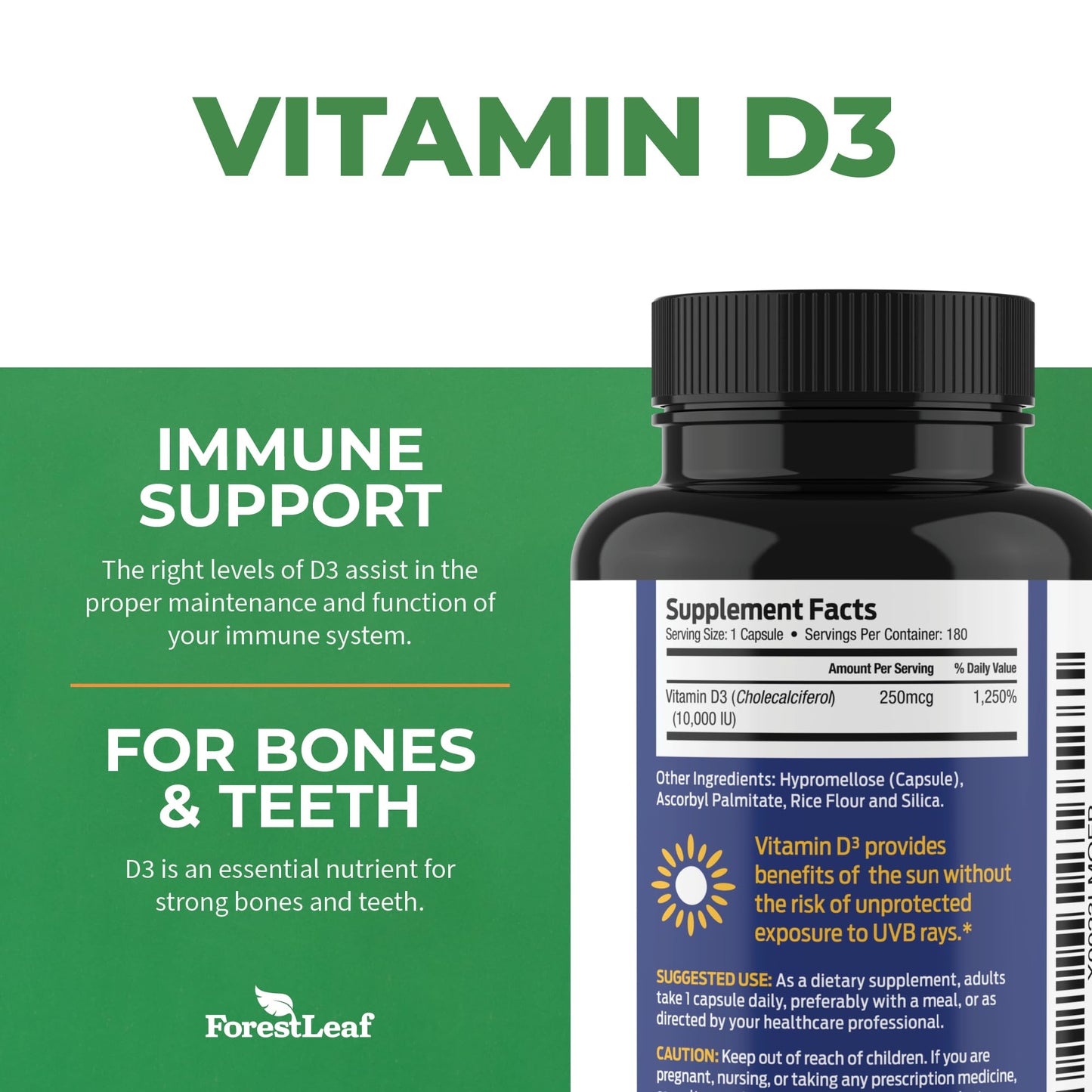 ForestLeaf suplemento vitamina d3 para sistema inmunológico