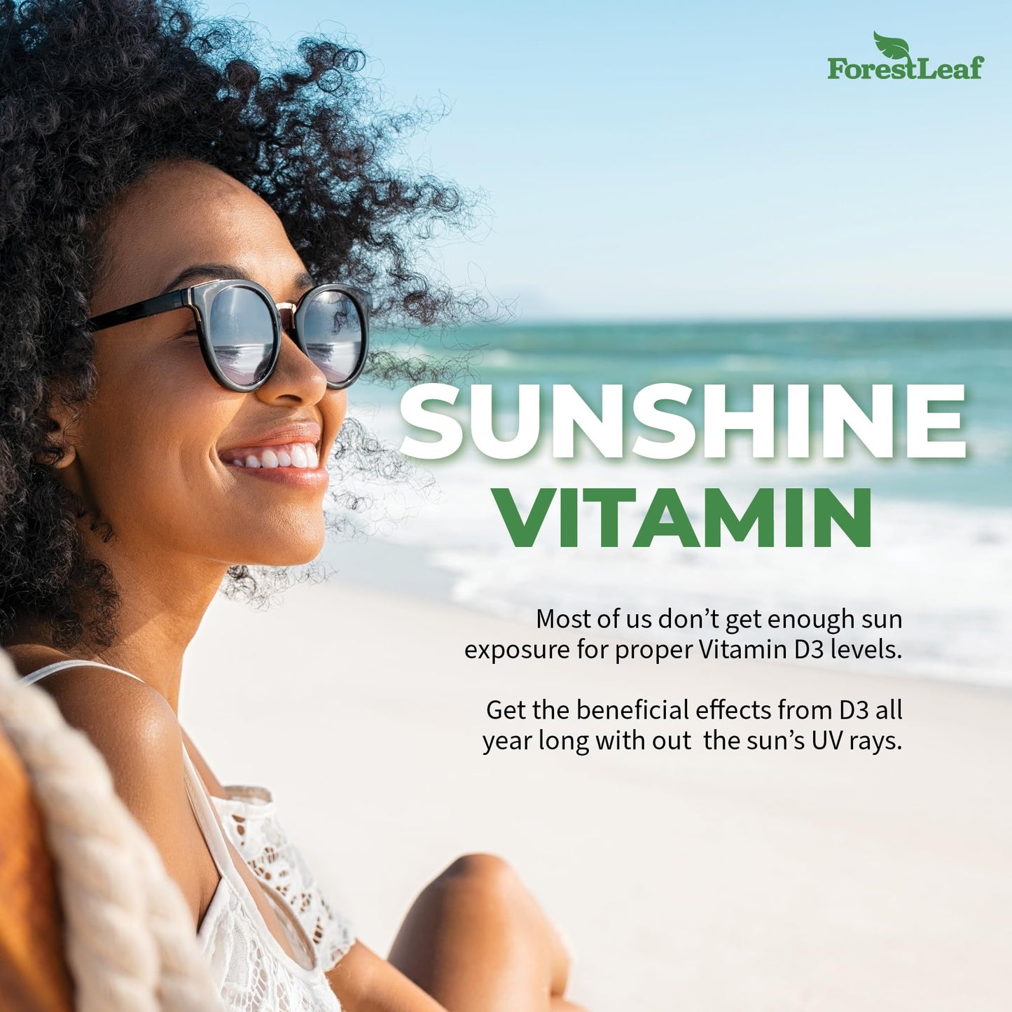 ForestLeaf vitamina d3 cápsulas fáciles de tragar y alta dosis