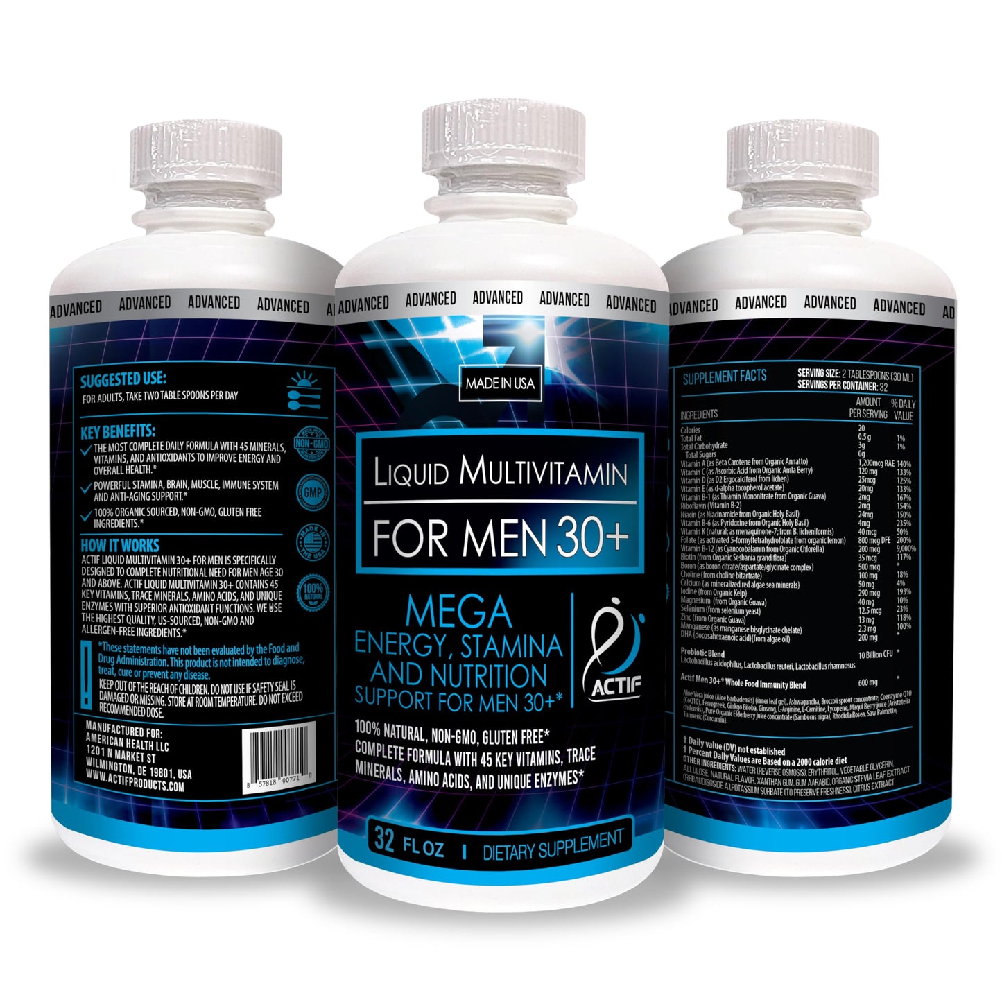 Fórmula avanzada ACTIF multivitamínico para hombres mayores de 30