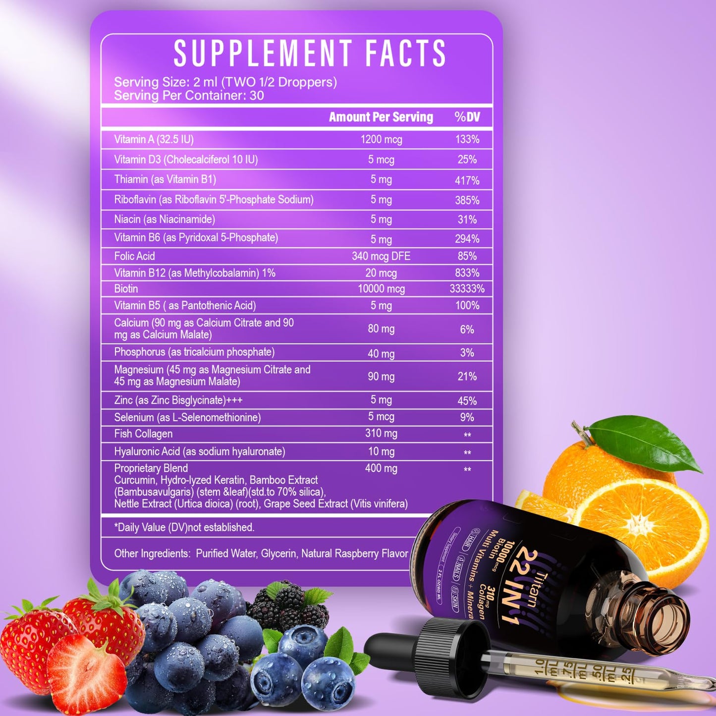Fórmula con colágeno, biotina y complejo de vitamina B líquida
