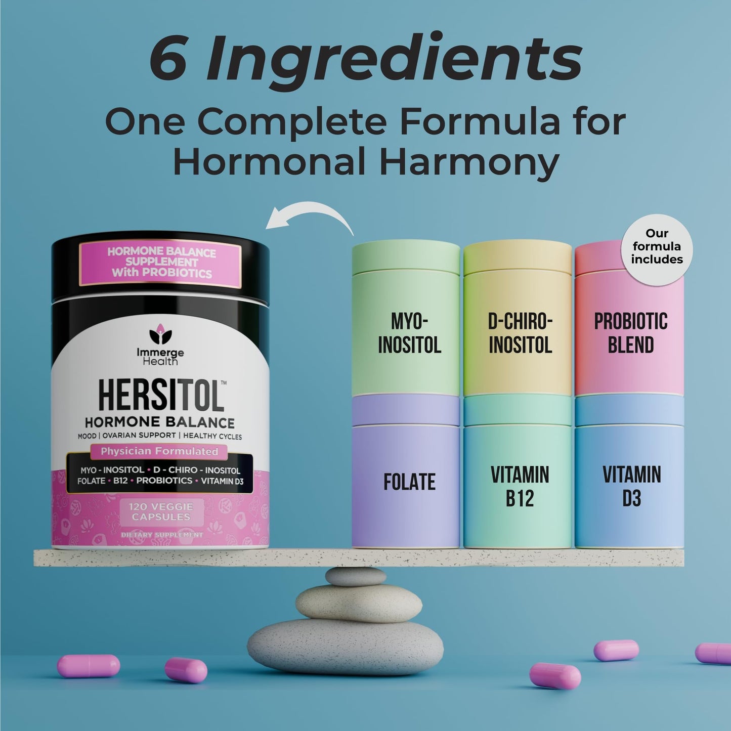 Fórmula equilibrada Hersitol con mio y d-chiro inositol 40:1