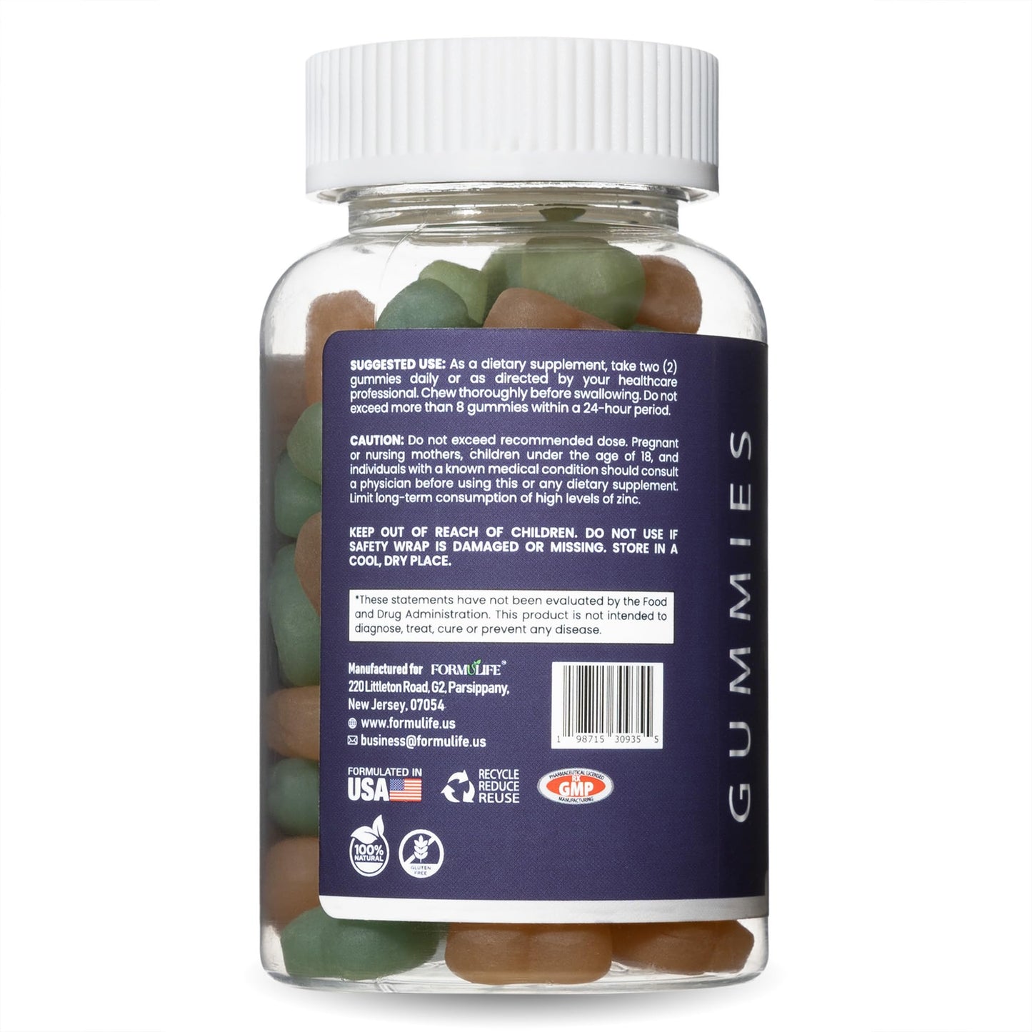 Formulife gominolas para cabello y uñas cerca del frasco