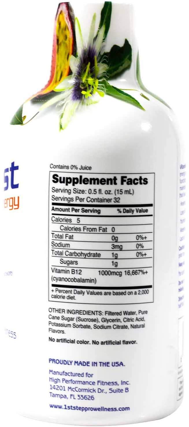 Frasco 1st Step líquido B-12 energía natural sin cafeína