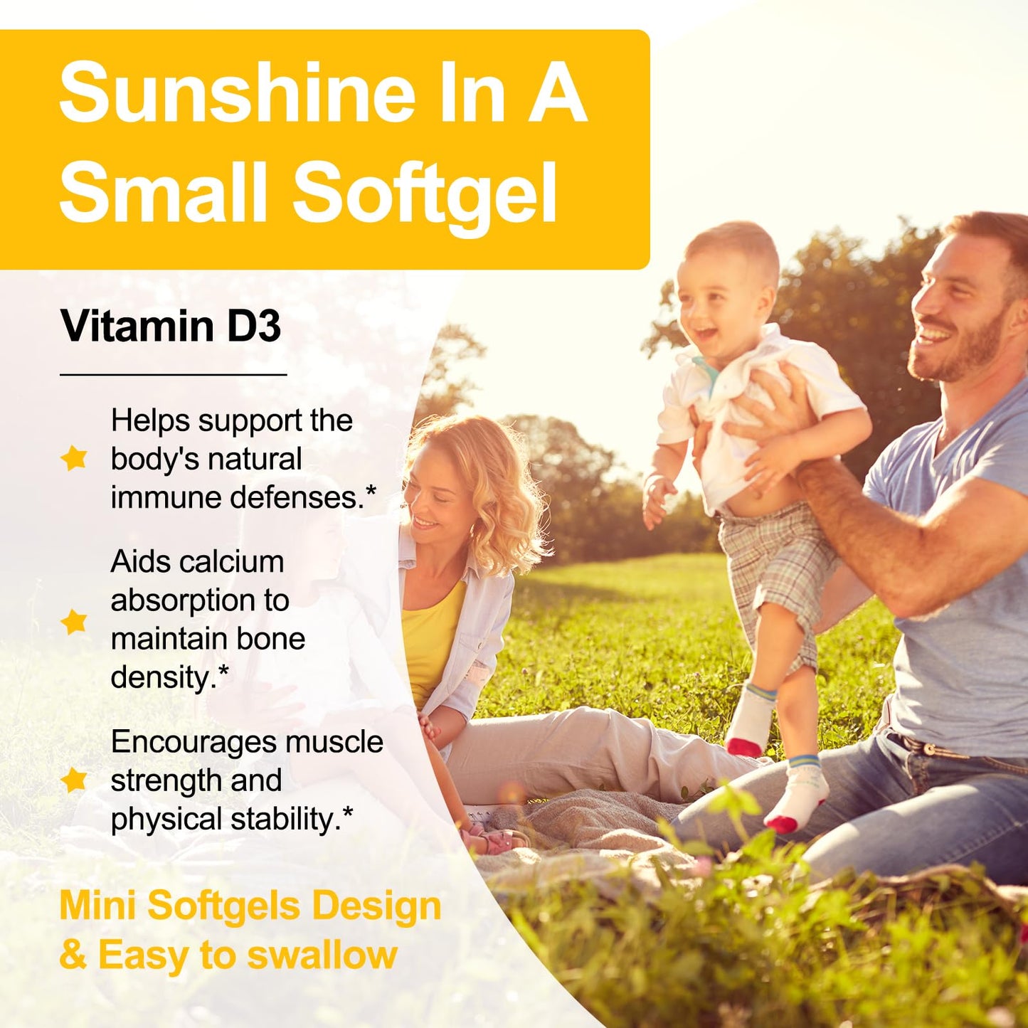 Frasco de 360 cápsulas blandas de vitamina D3 apoyo salud diaria