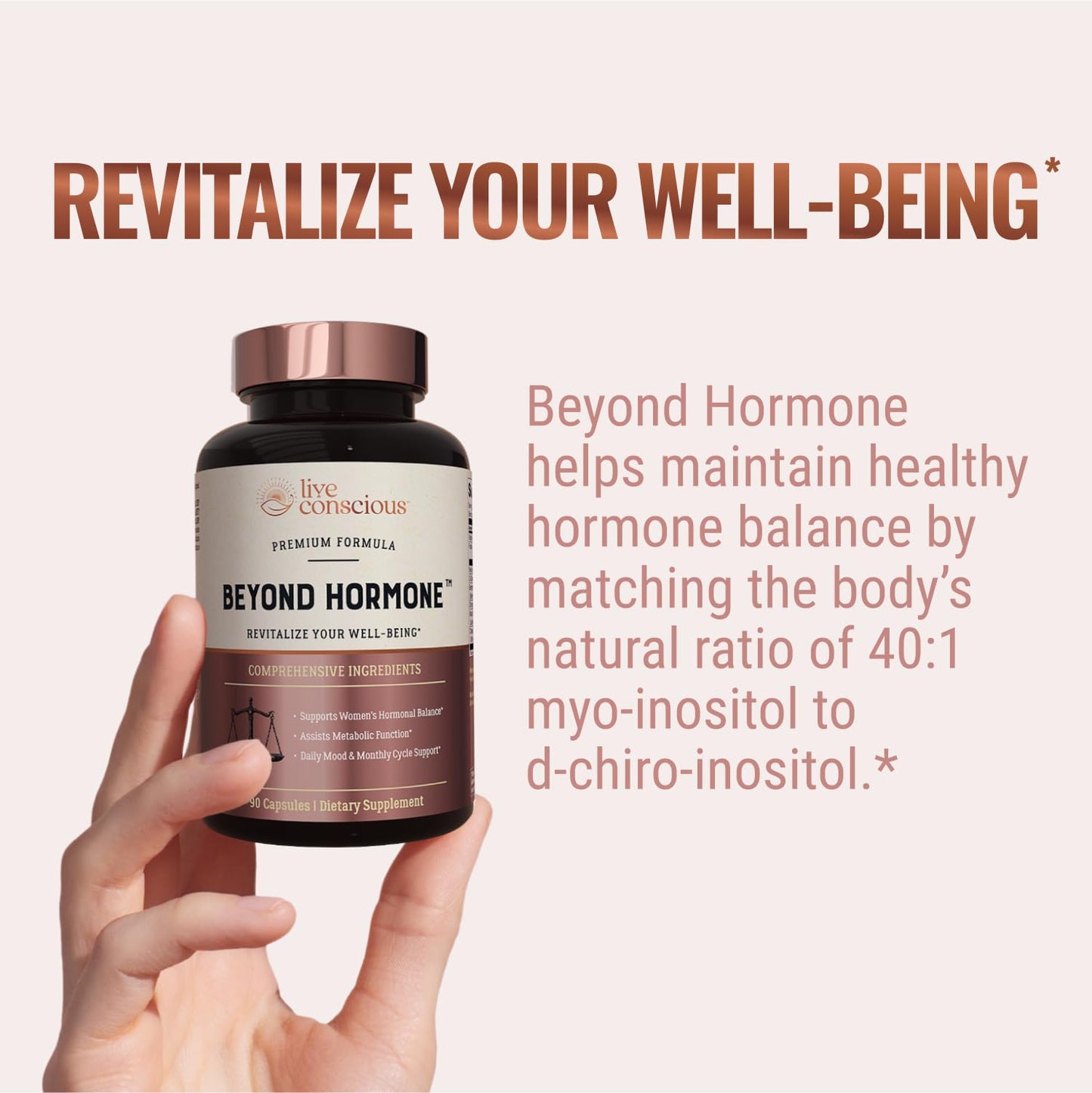 Frasco de 90 cápsulas Beyond Hormone para PMS y equilibrio hormonal