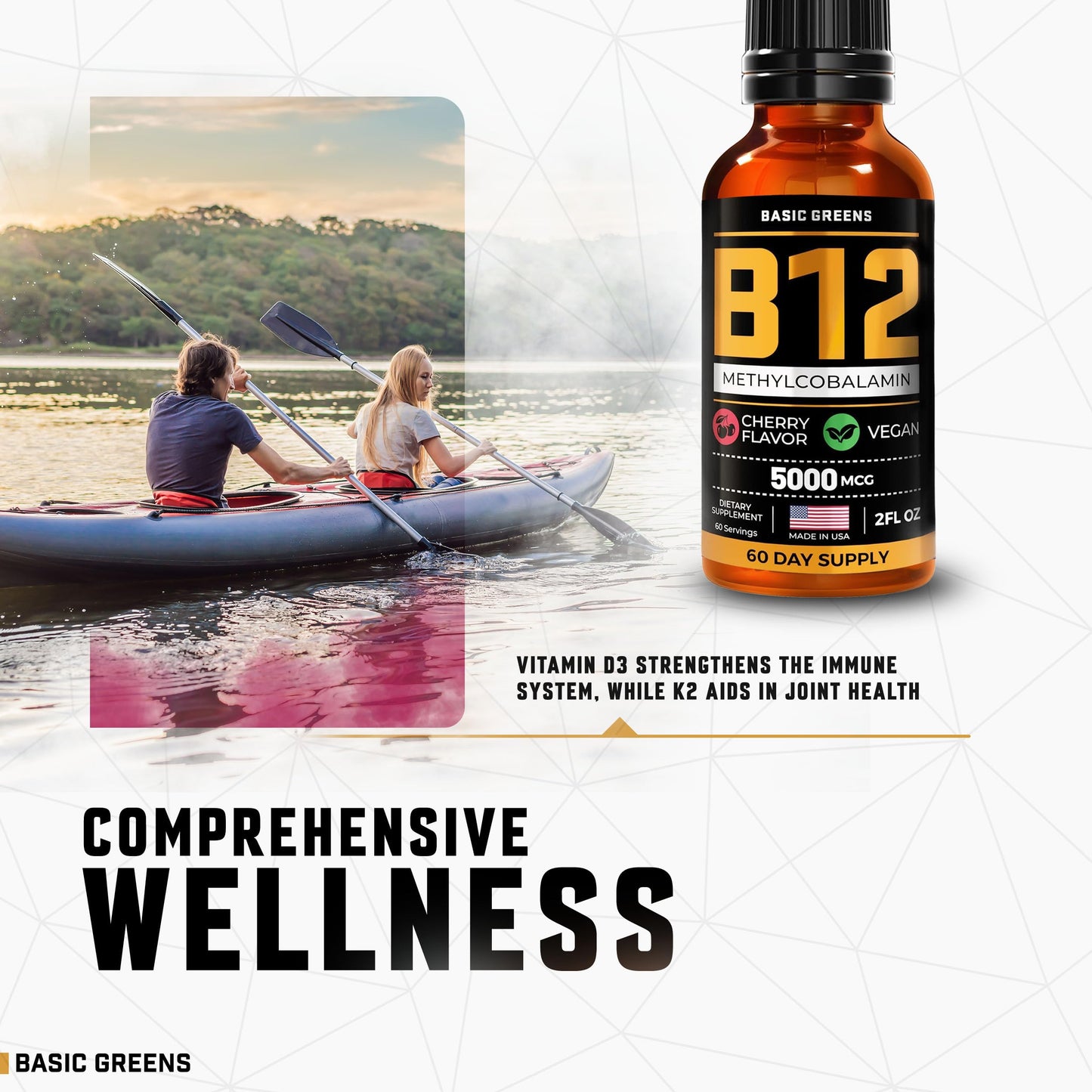 Frasco básico greens vitaminas b12 sublinguales