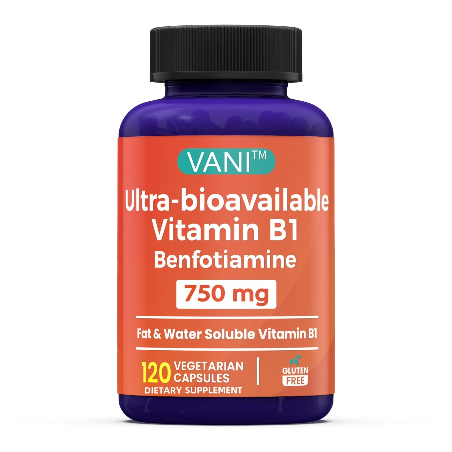 Frasco Benfotiamina VANI 750mg con 120 cápsulas