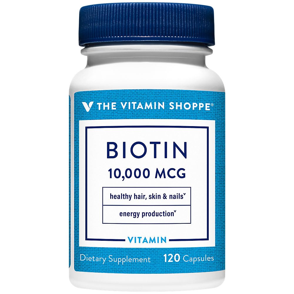 Frasco de Biotina The Vitamin Shoppe para salud capilar
