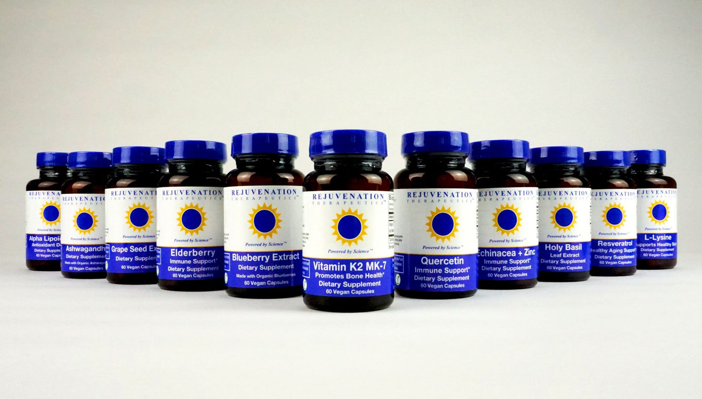 Frasco y caja producto vitamina d3 Rejuvenation Therapeutics