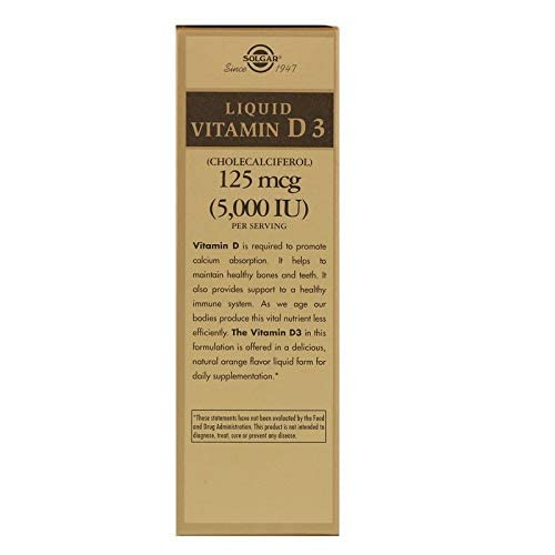Frasco y caja suplemento solgar vitamina d3 sabor naranja