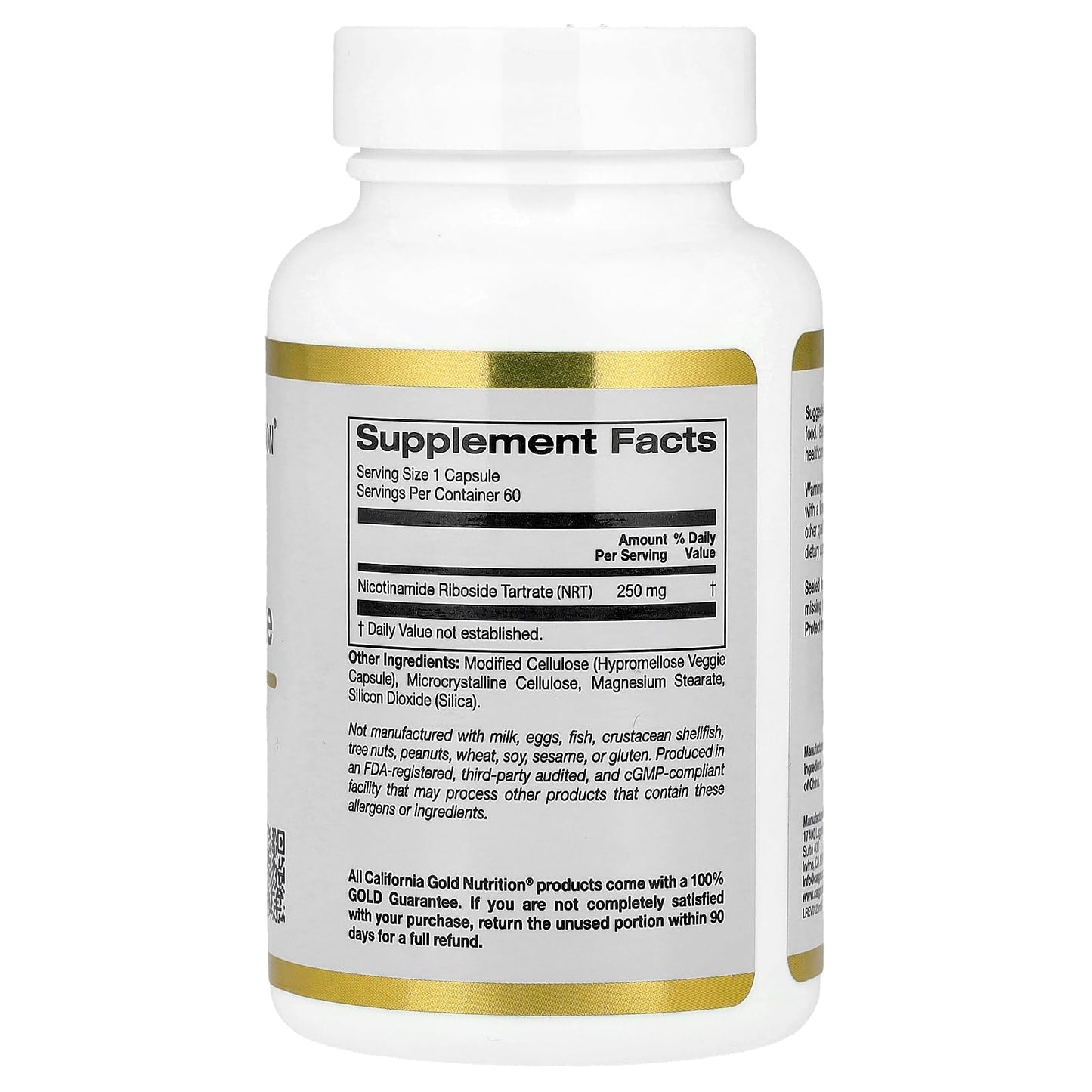 Frasco California Gold Nutrition nicotinamida ribósido vegano