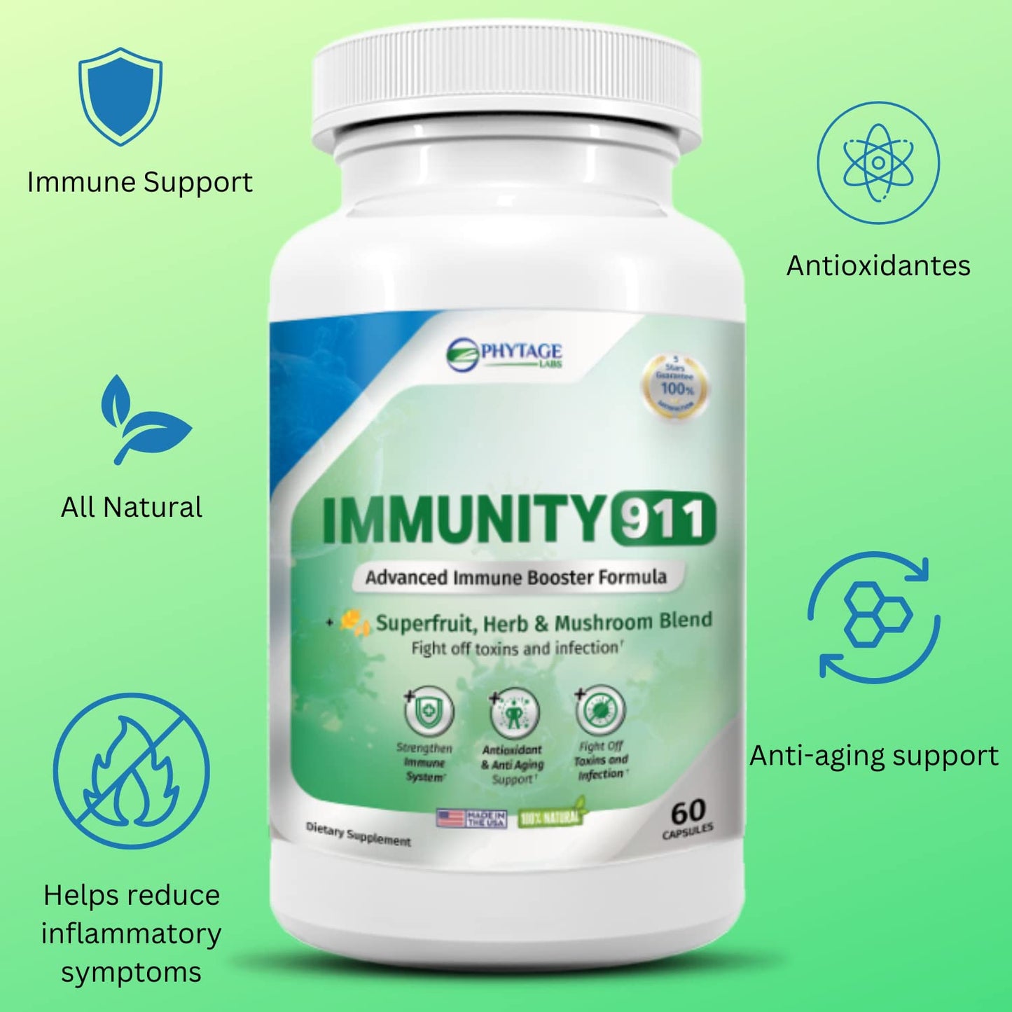 Frasco de cápsulas de Immunity 911