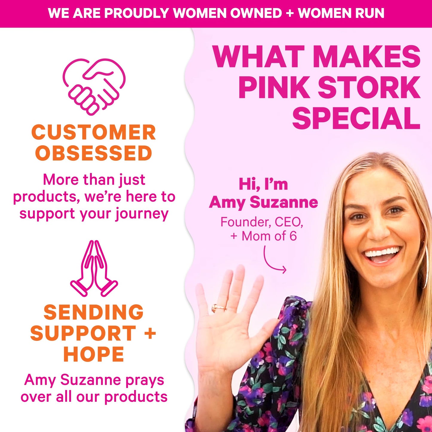 Frasco y cápsulas de Pink Stork Premium Prenatal para mujeres