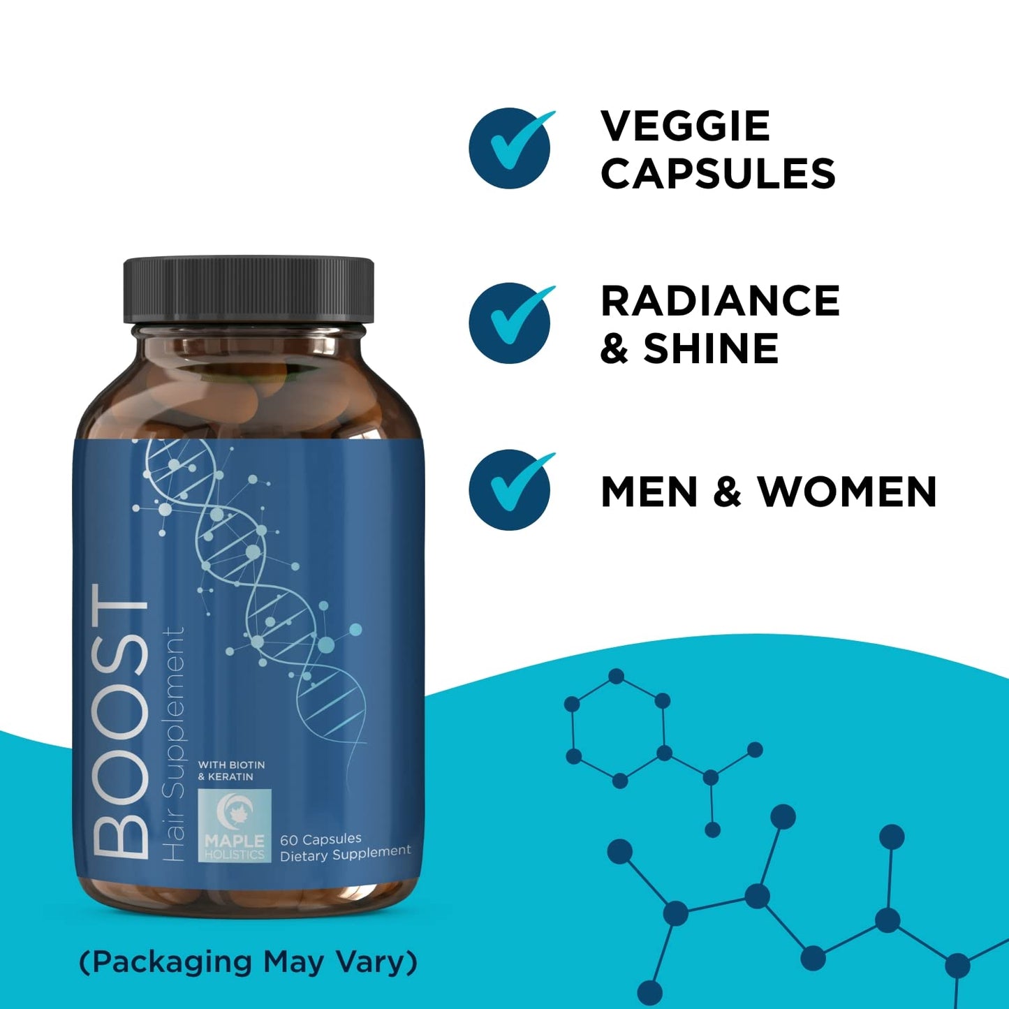 Frasco champú con biotina para fortalecer cabello sin volumen