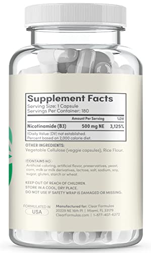 Frasco ClearFormulas cápsulas vegetales nicotinamida