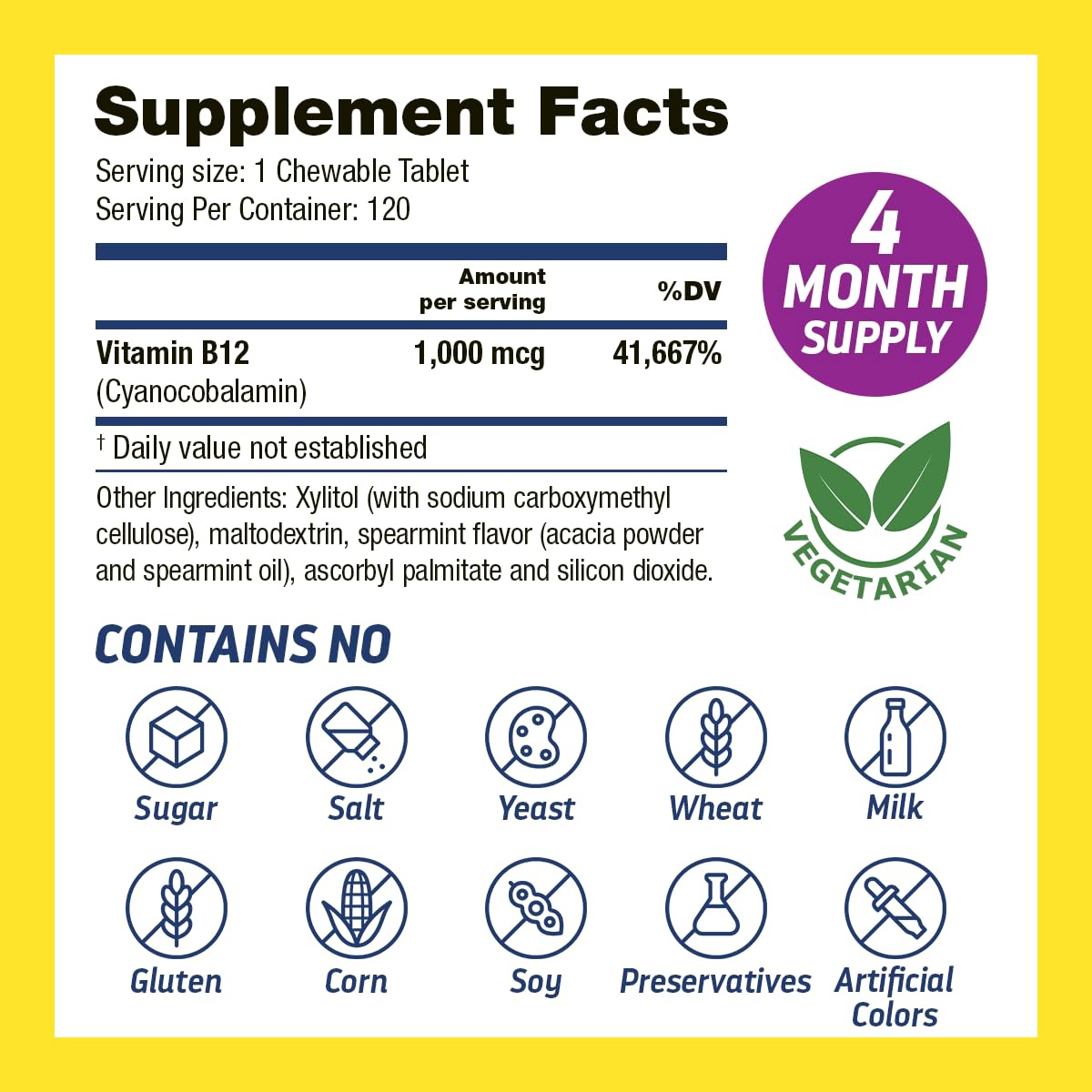 Frasco Dr’s Hope vitamina b12 masticable sin gluten
