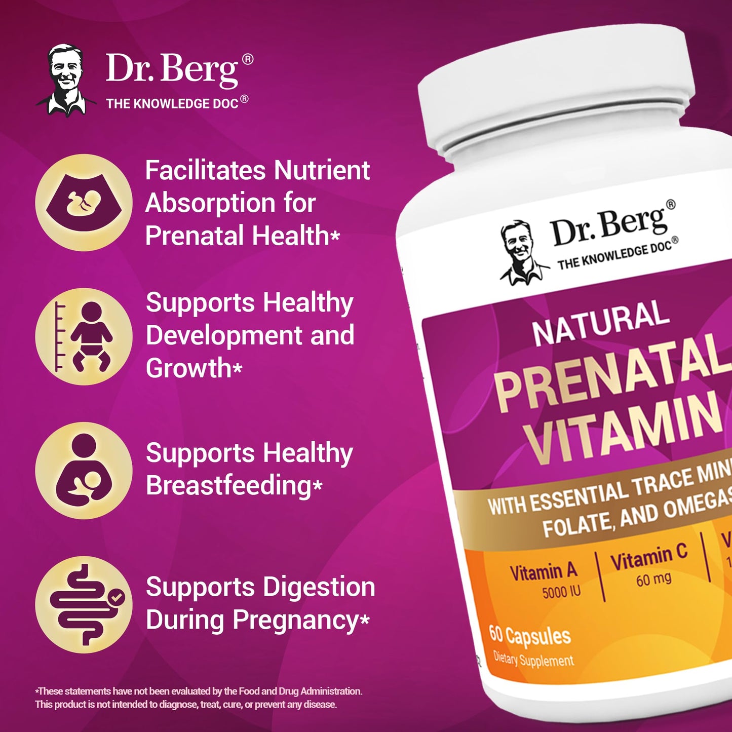 Frasco y etiquetas vitaminas prenatal Dr. Berg