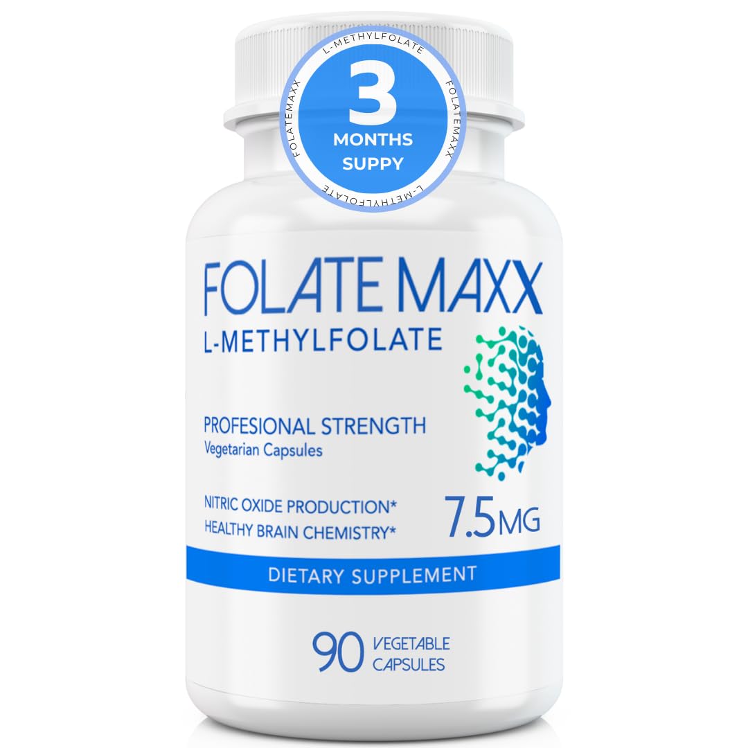 Frasco FolateMaxx L-Metilfolato 7.5mg 90 cápsulas vegetarianas