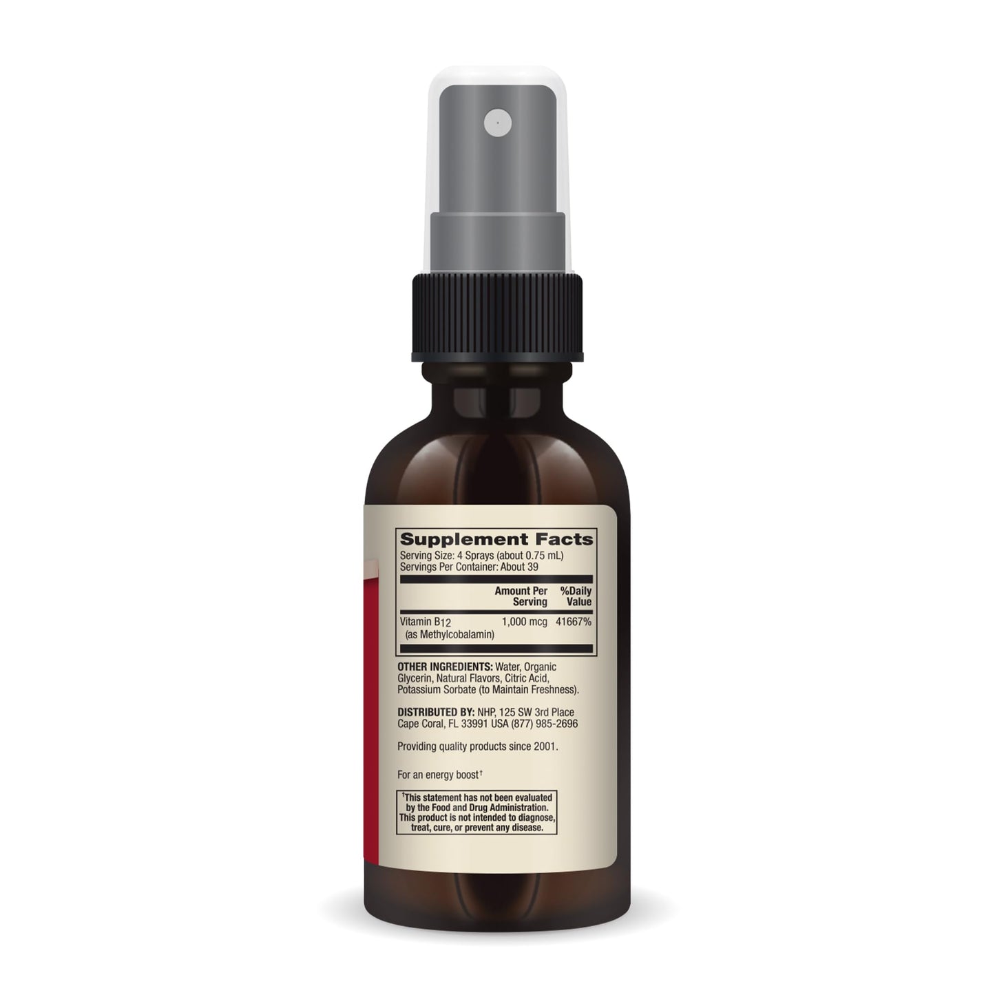 Frasco frontal del spray de vitamina B12 Dr. Mercola sabor zarzamora