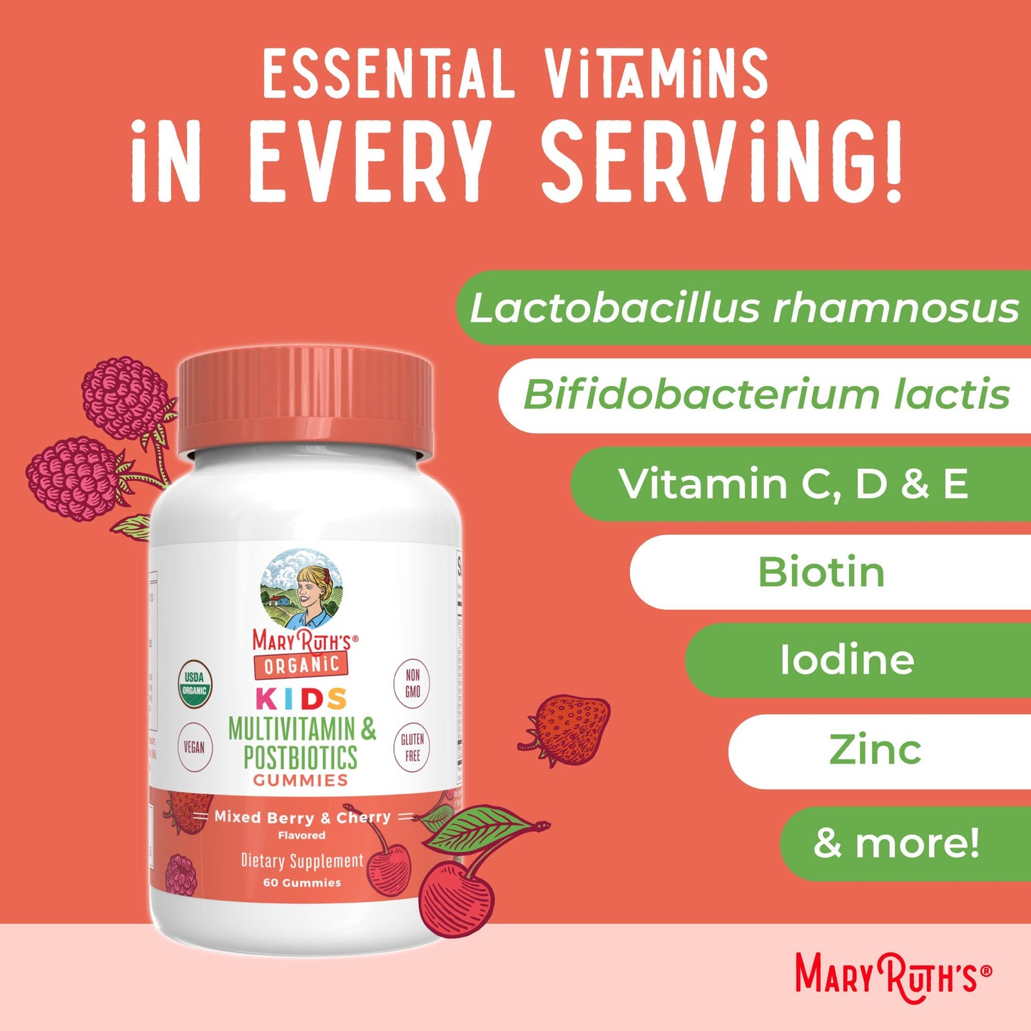 Frasco gominolas multivitamínicas MaryRuth Organics niños