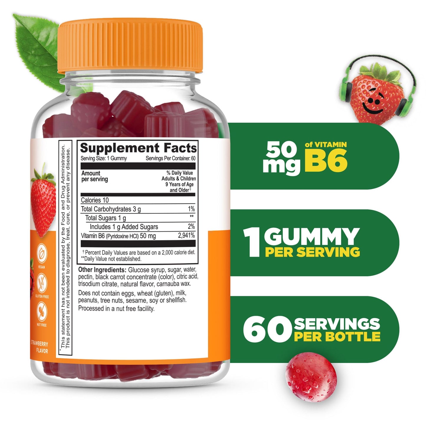 Frasco gomitas b6 Lifeable veganas sin gluten