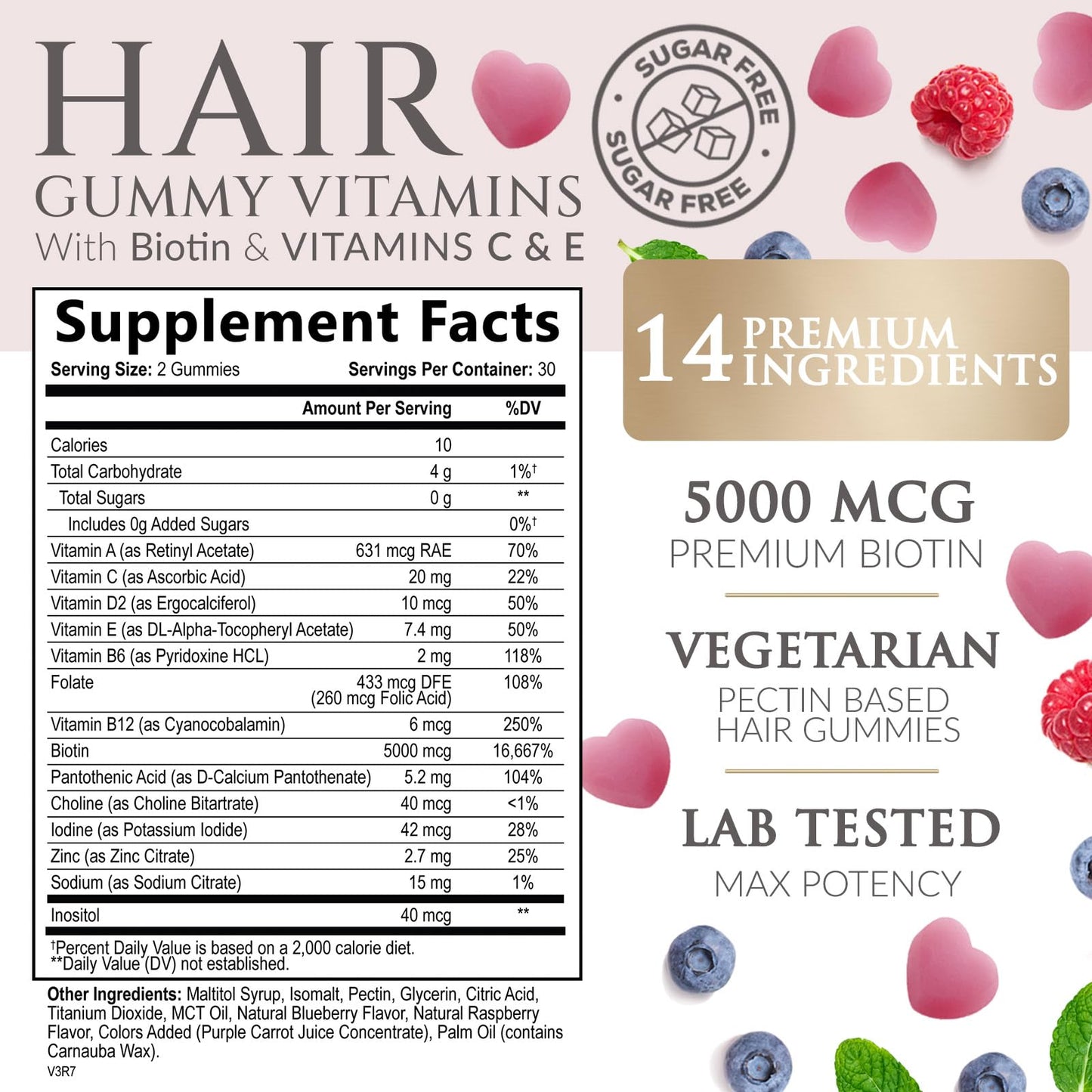 Frasco de gomitas para fortalecer cabello y uñas Nature's Nutrition